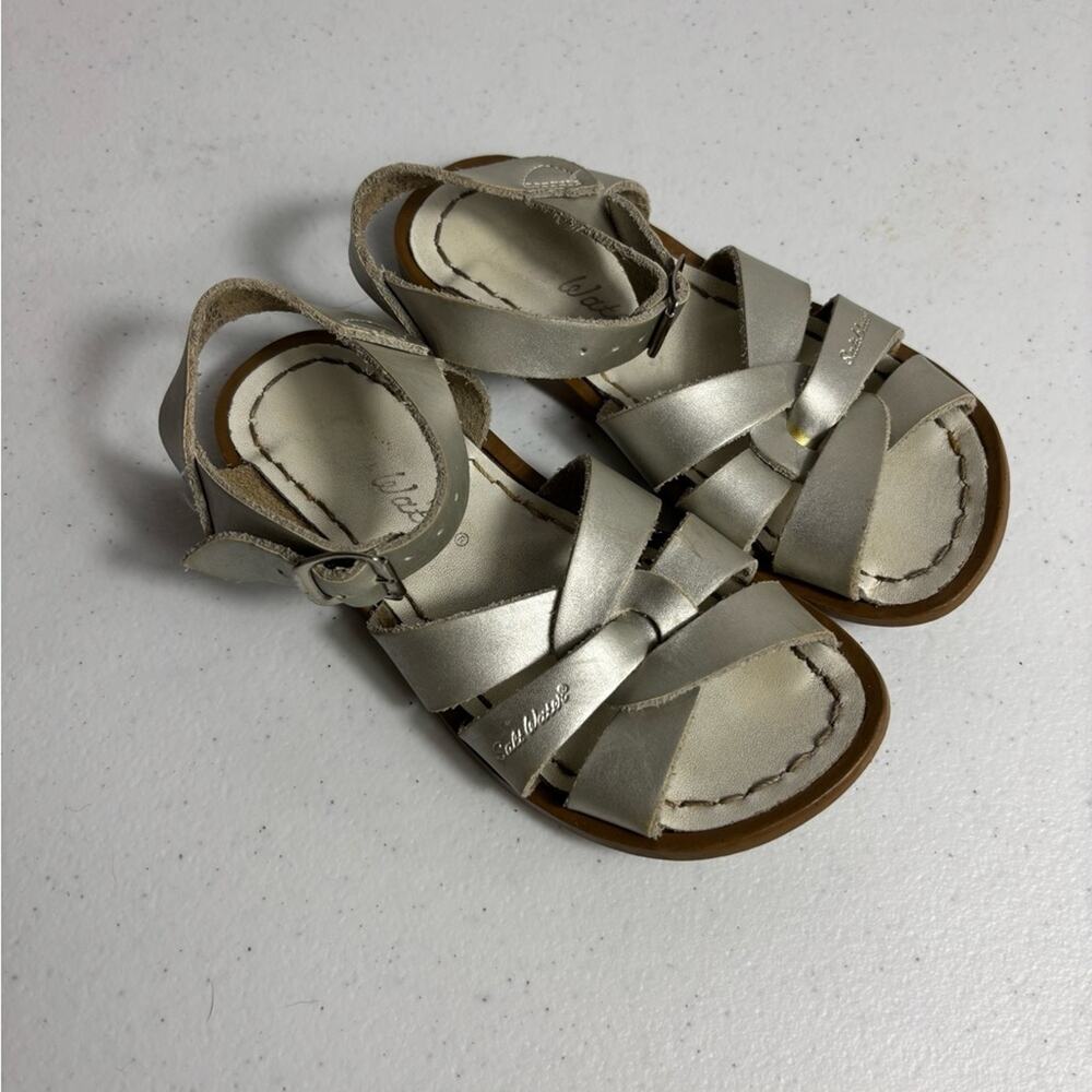 Salt Water Sandals Original Style Shiny Silver Child Size 10
